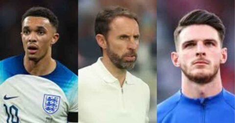Declan Rice, Trent Alexander Arnold and Gareth Southgate. (Source: Evening Standard)