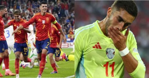 Spain vs Albania. (Source: Sportstar)